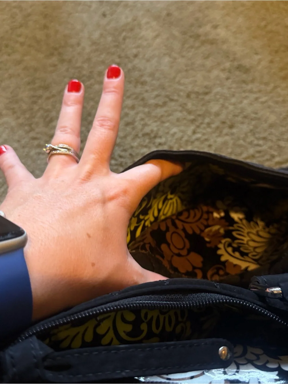 Vera Bradley Quilted Black diaper bag
